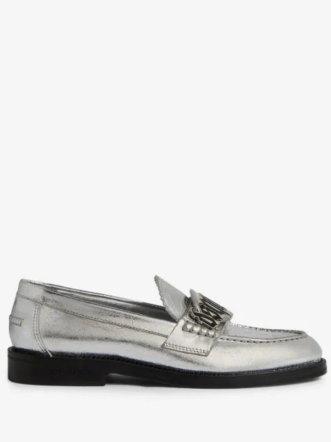 DSQUARED2 Gothic metallic-finish leather loafers 