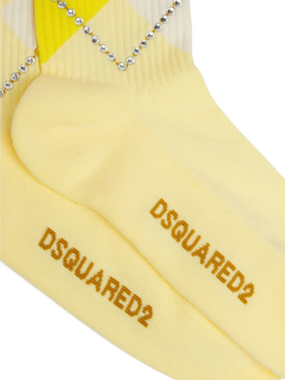 Dsquared2 Rhinestone-embellished Socks In Yellow