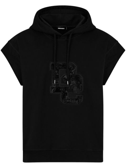 DSQUARED2 sequin-logo cotton hoodie Men