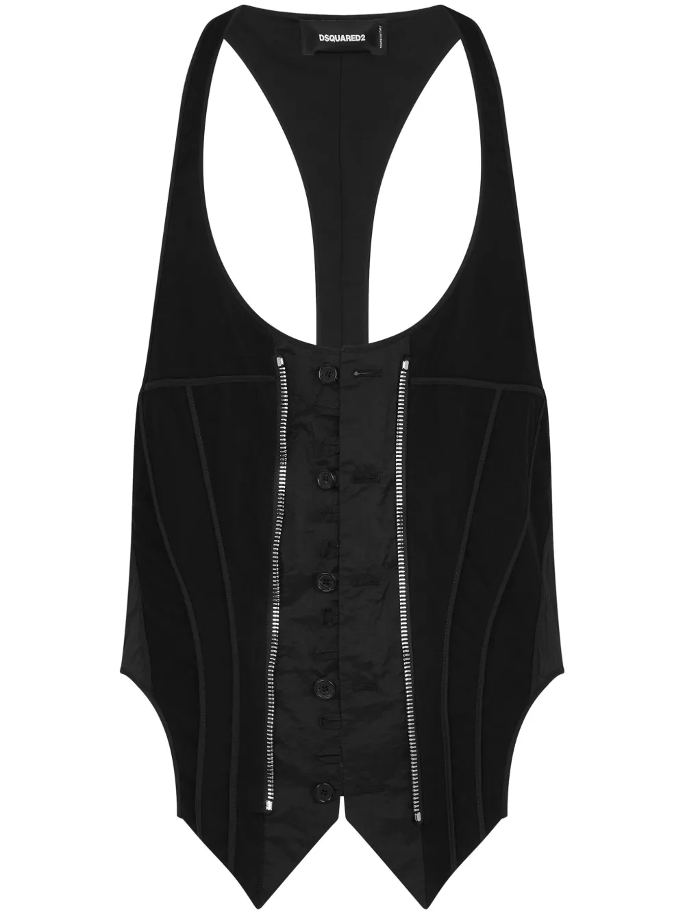 Dsquared2 Deconstructed Panelled Waistcoat In Black