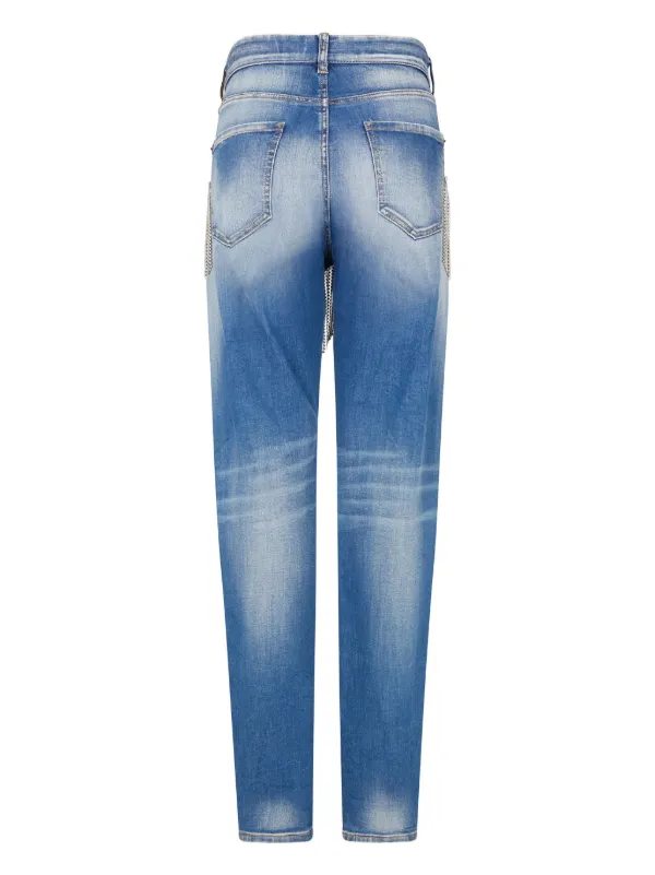 DSQUARED2 slim-cut rhinestone-fringe Jeans | Blue | FARFETCH