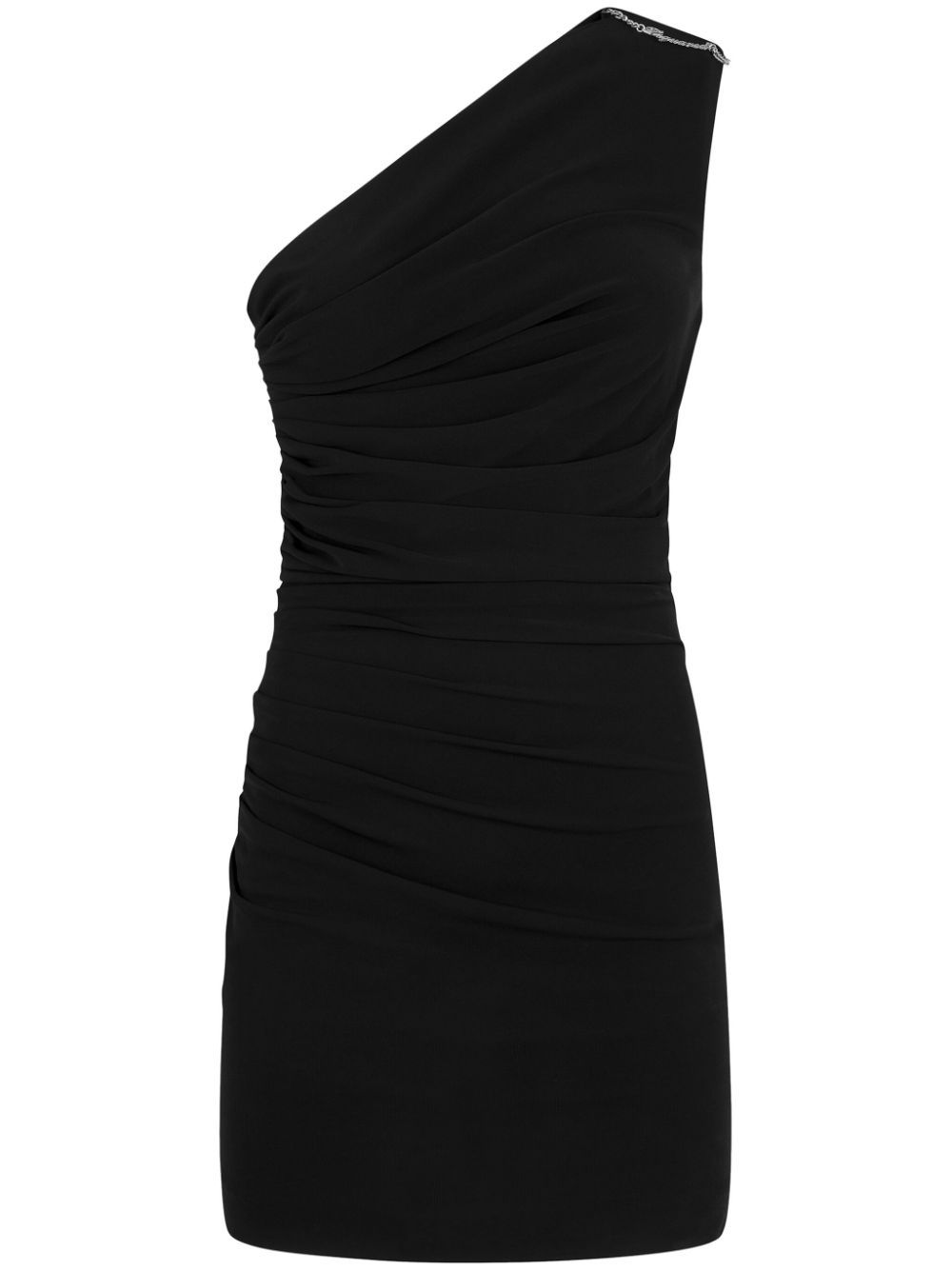 Shop Dsquared2 Ruched One-shoulder Minidress In Black