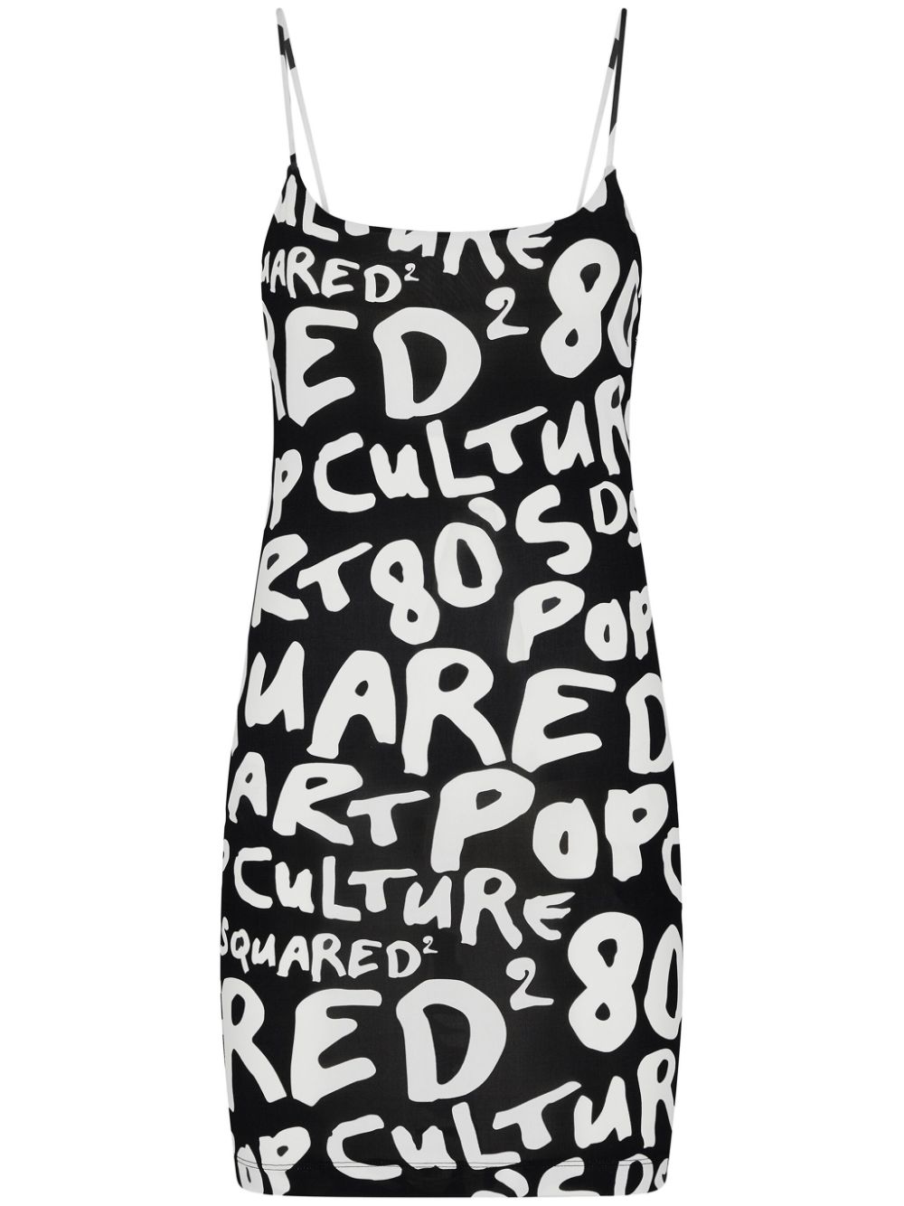 Dsquared2 Graphic-print Sleeveless Minidress In Black