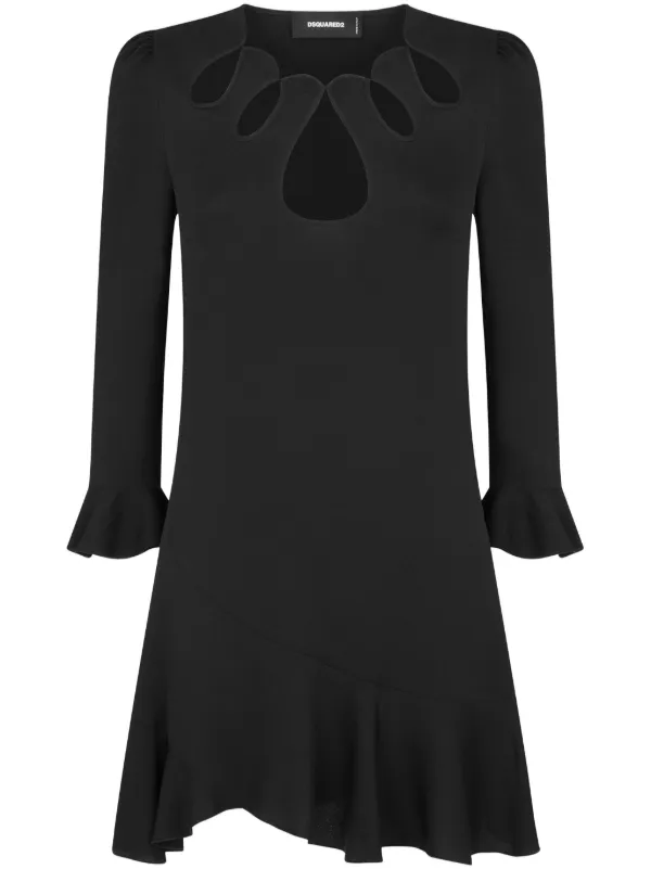 【送料&関税込】Dsquared2 Dress With Cut Out Detail DSQUARED2 long-sleeve cut-out Midi Dress | Black | FARFETCH