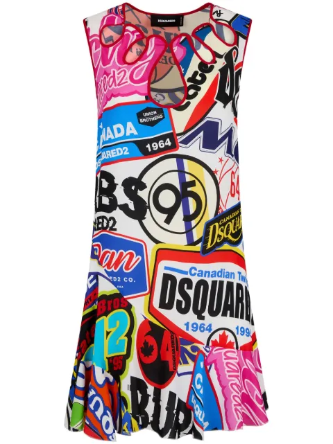 DSQUARED2 vestido corto sin mangas con estampado gráfico
