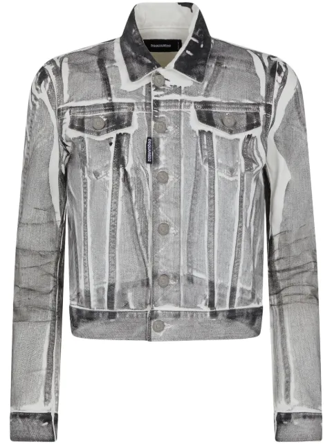DSQUARED2 chamarra de mezclilla con efecto envejecido