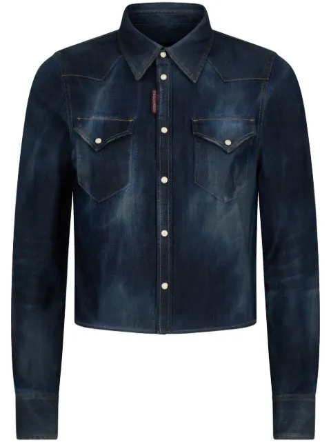 DSQUARED2 logo-tag cropped denim shirt