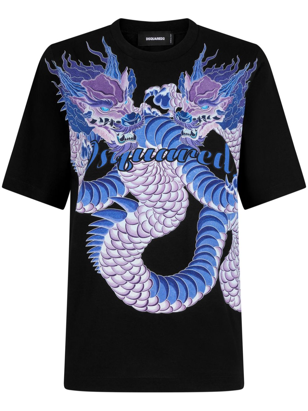 Dsquared2 Dragon-print Cotton T-shirt In Black