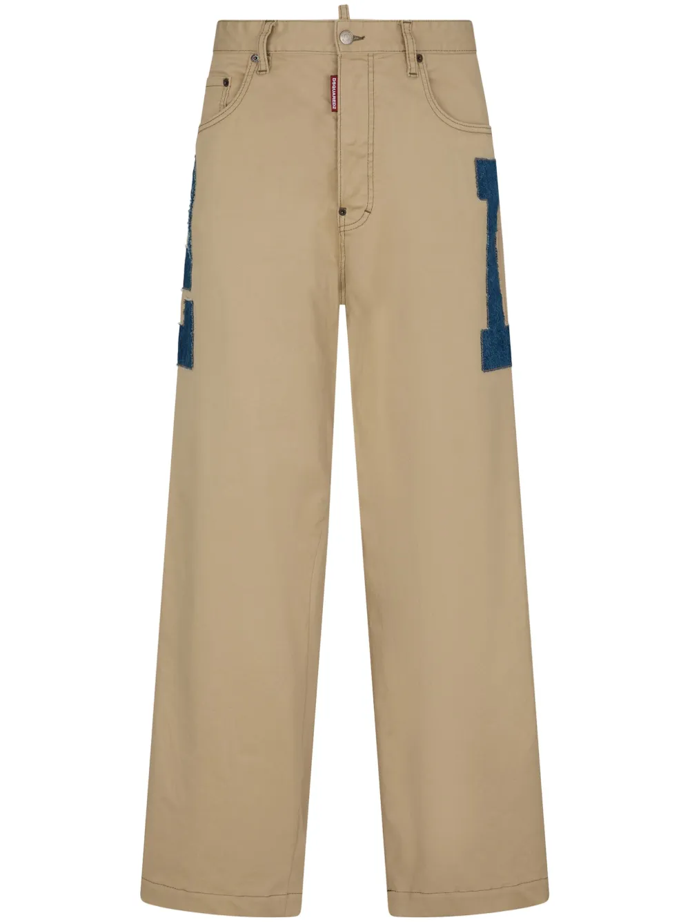 Dsquared2 Logo-appliqué Straight-leg Trousers In Neutrals