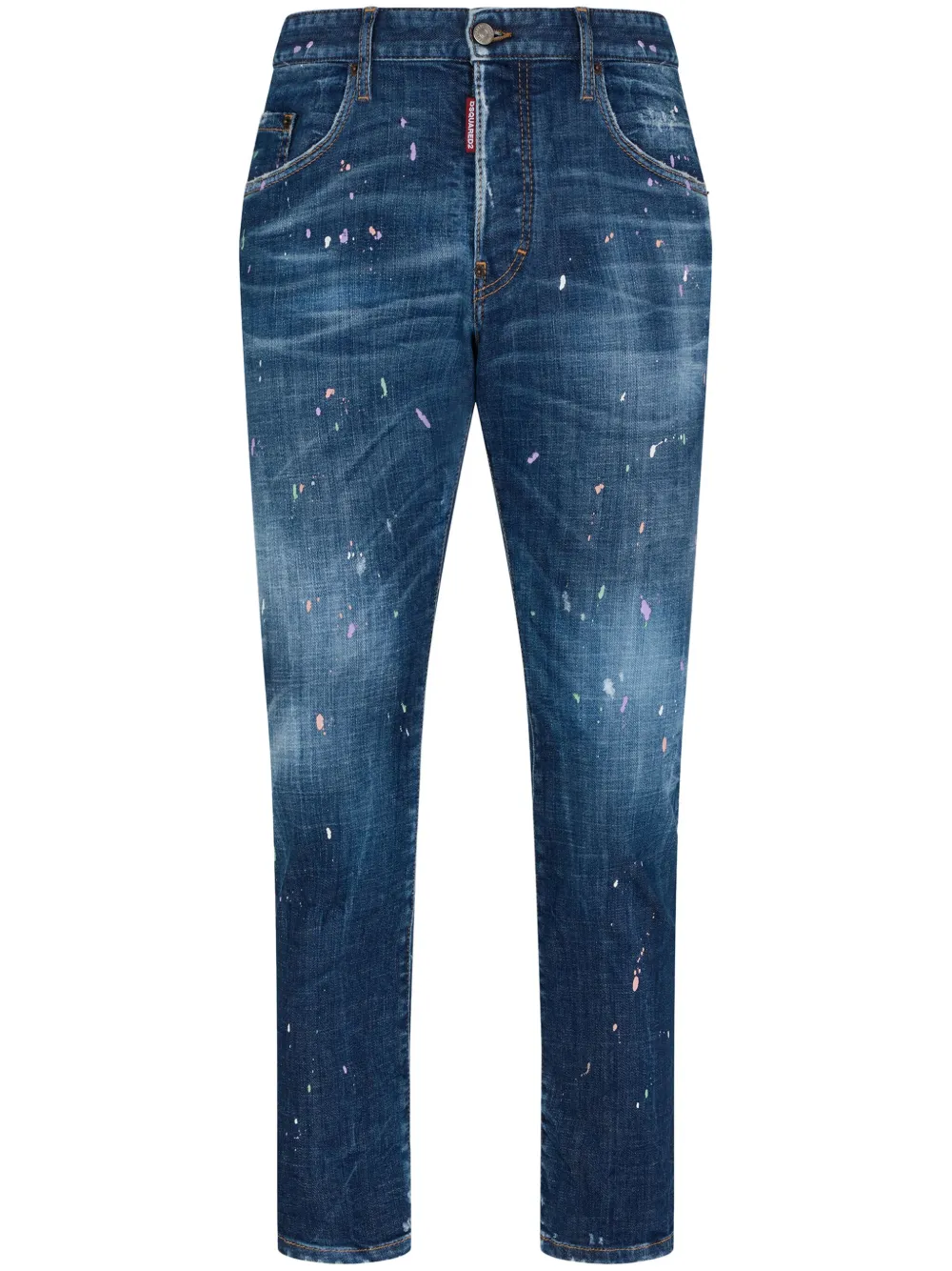 Dsquared2 Paint-splatter Slim-cut Jeans In Blue