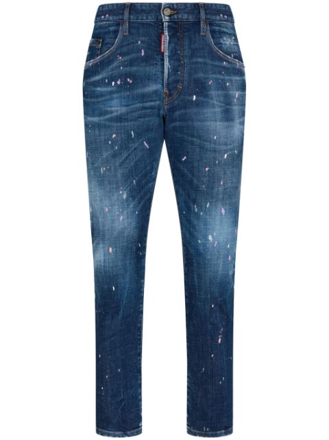 DSQUARED2 paint-splatter slim-cut jeans Men