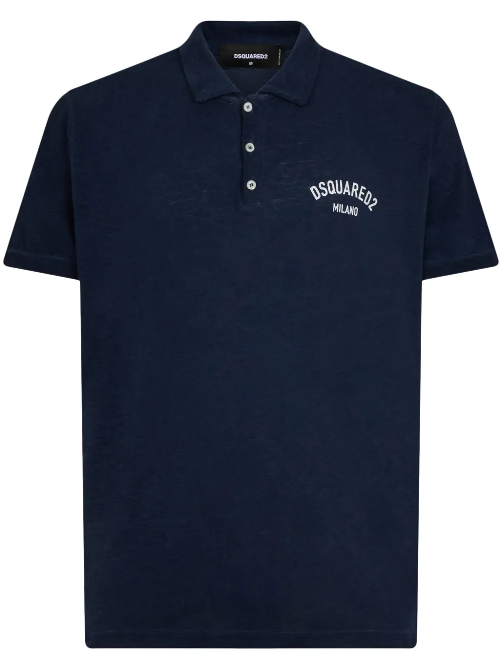 Shop Dsquared2 Logo-print Cotton Blend Polo Shirt In Blue