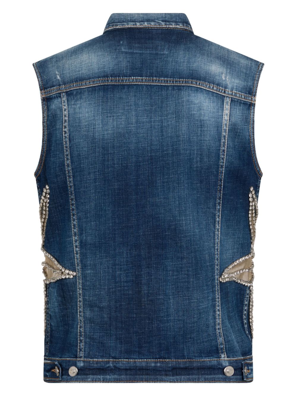 Shop Dsquared2 Star-appliqué Embellished Denim Vest In Blue