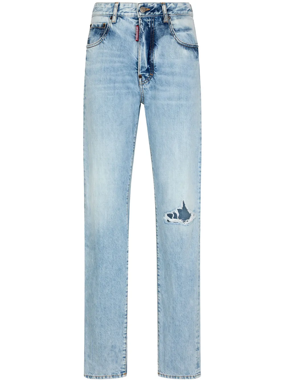 Dsquared2 Ripped-detail Slim-cut Jeans In Blue