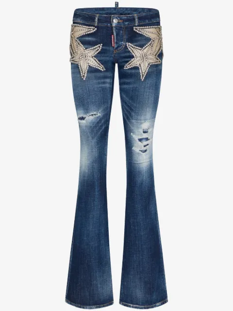 DSQUARED2 crystal-embellished star-appliqué jeans