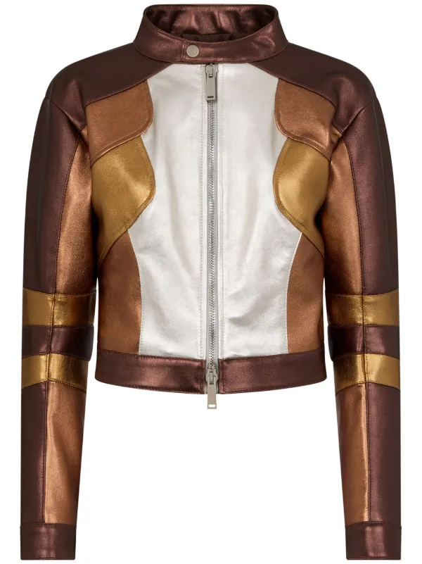 Leather jacket outlet golden colour