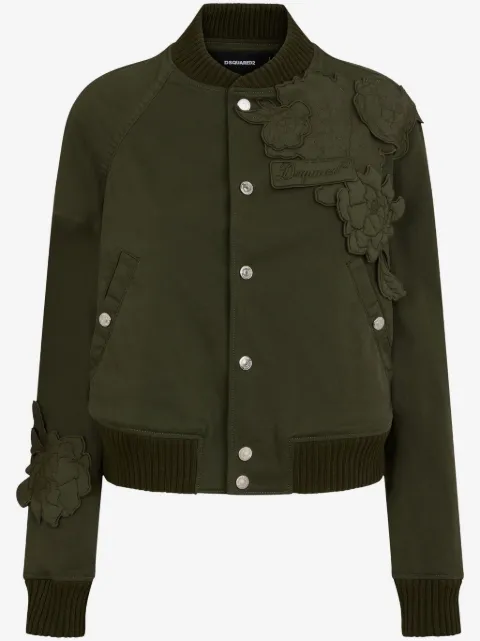 DSQUARED2 floral-appliqué cotton bomber jacket