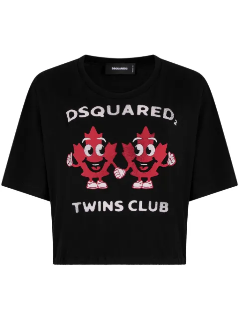 DSQUARED2 logo-print cropped T-shirt