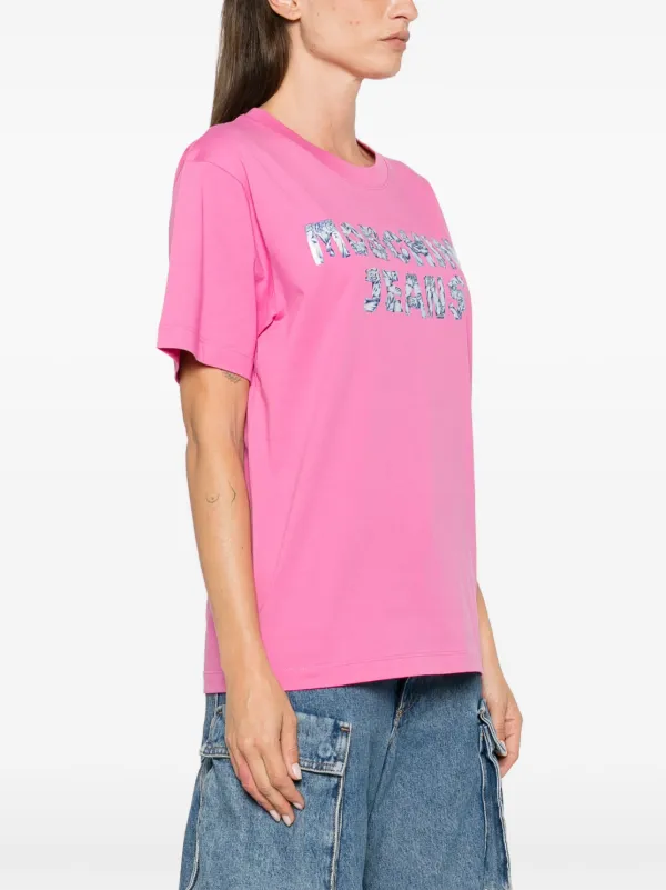 【美品】Moschino Jeans モヘア混　ニット　ピンク モスキーノ　S MOSCHINO JEANS logo-print T-shirt | Pink | FARFETCH