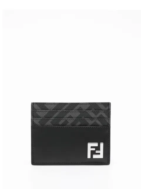 FENDI FF logo-plaque leather cardholder