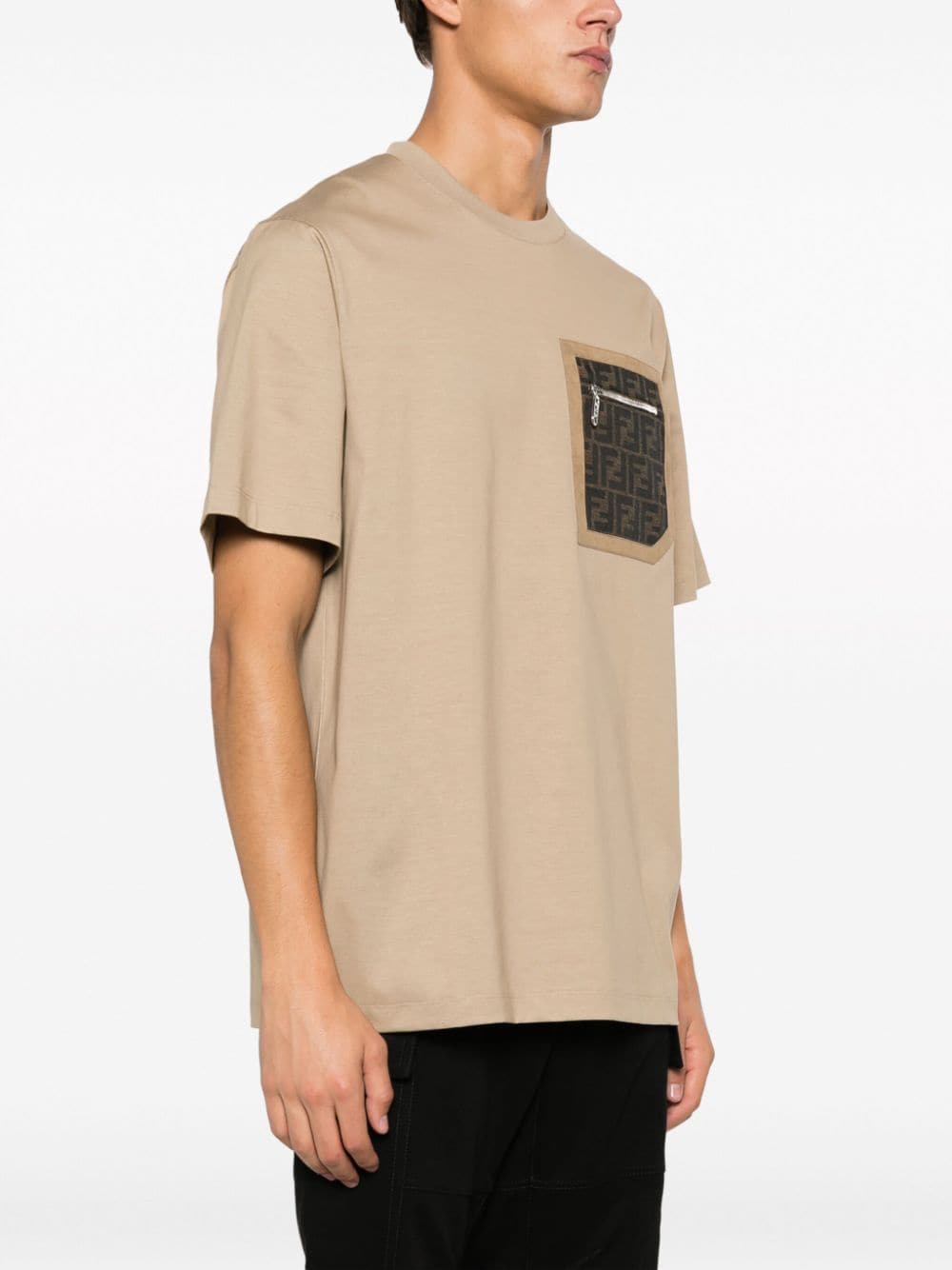 Shop Fendi Ff-motif Patch-pocket T-shirt In Neutrals