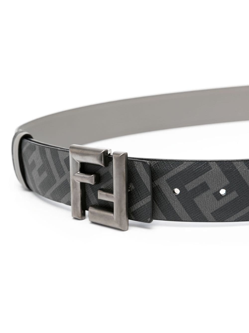 Shop Fendi Ff Logo-buckle Leather Belt In Grey