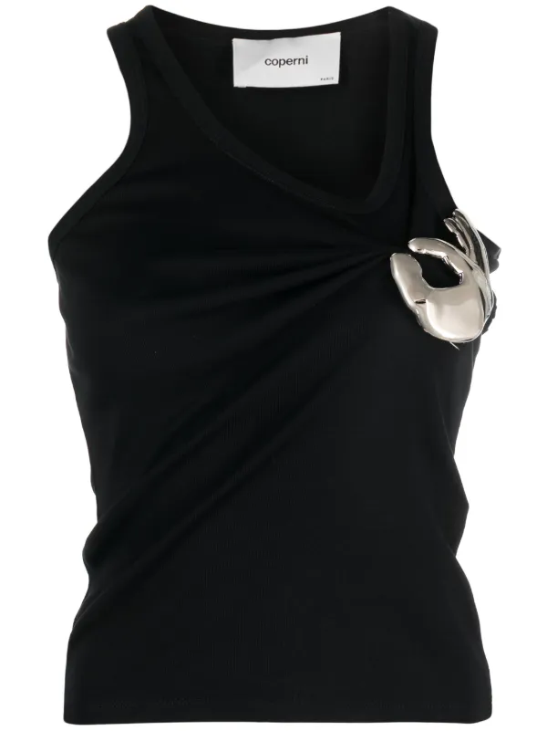 Coperni Emoji Metal-embellished Cotton Tank Top in Black