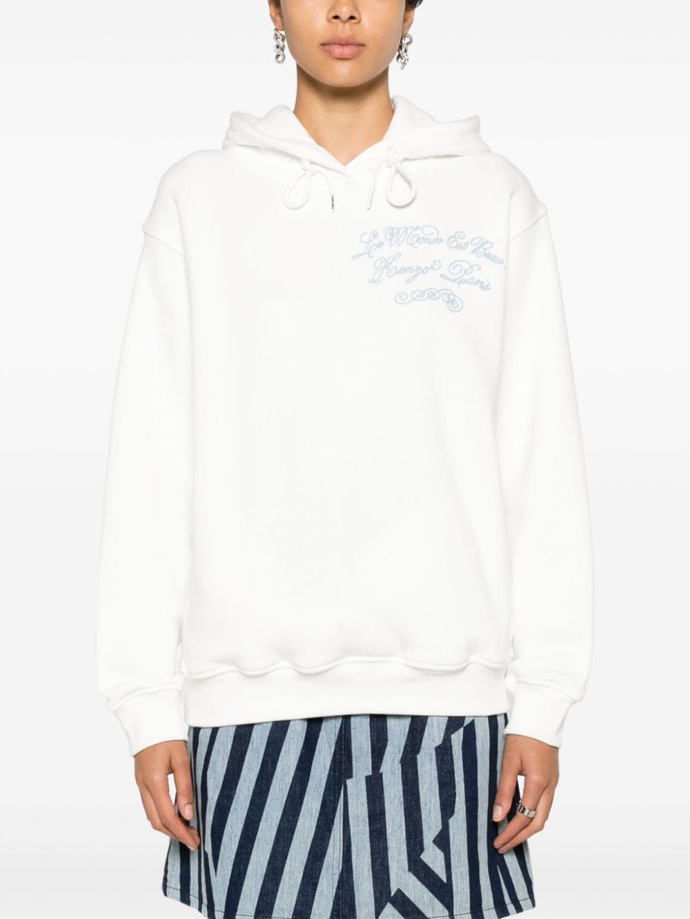 Shop Kenzo World Embroidered Cotton Sweatshirt In White