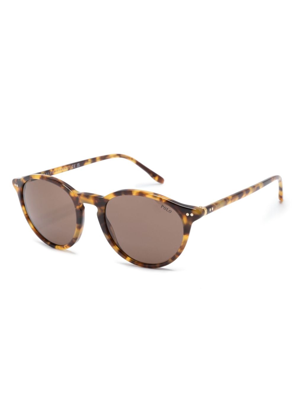 Shop Polo Ralph Lauren Tortoiseshell-effect Round-frame Sunglasses In Brown