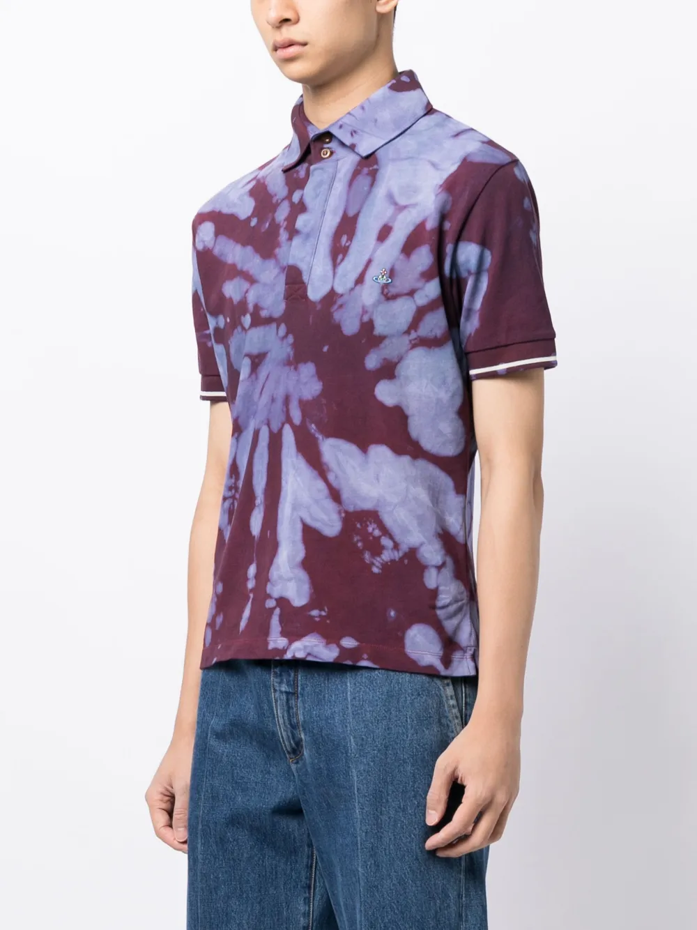 Shop Stain Shade Tie-die Print Cotton Polo Shirt In Hand Dyed Multi