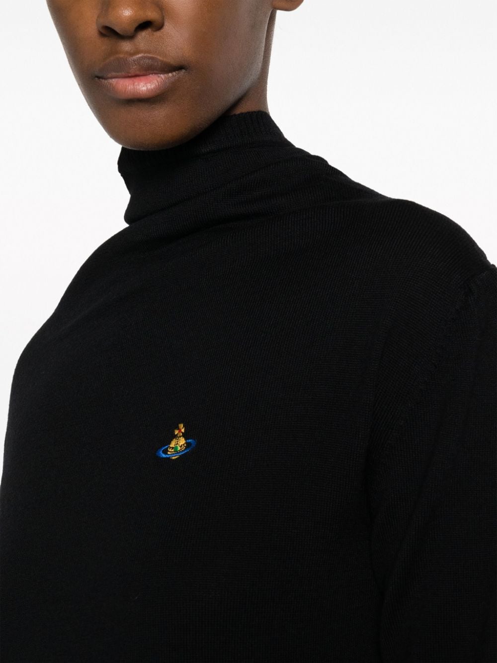 Shop Vivienne Westwood Orb Logo-embroidered Ribbed Dress In Black
