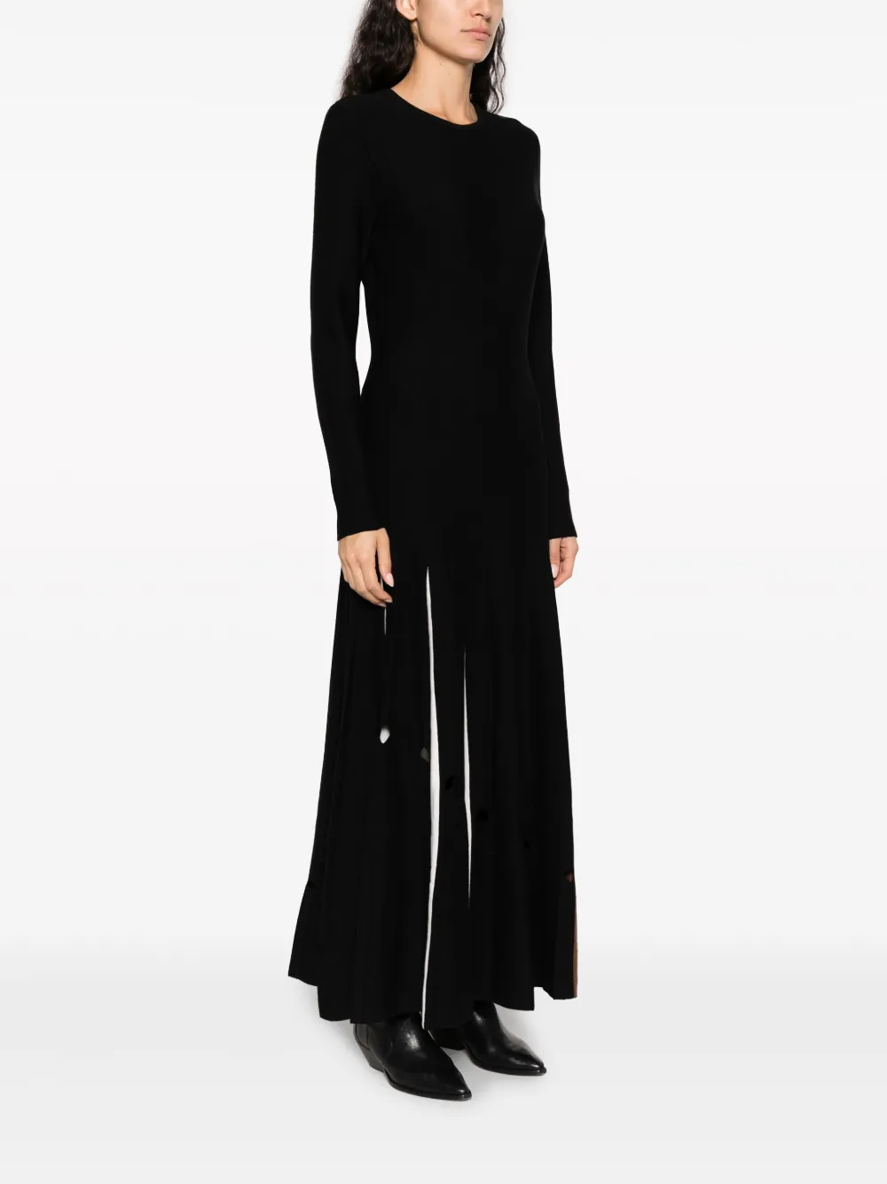 Shop Gabriela Hearst Pleat-detailing Wool Dress In Black