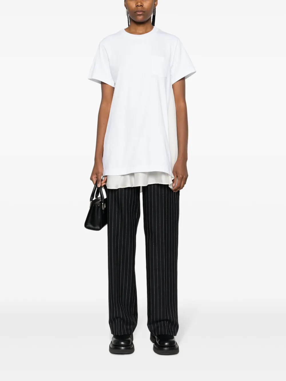 sacai layered cotton T-shirt - Wit