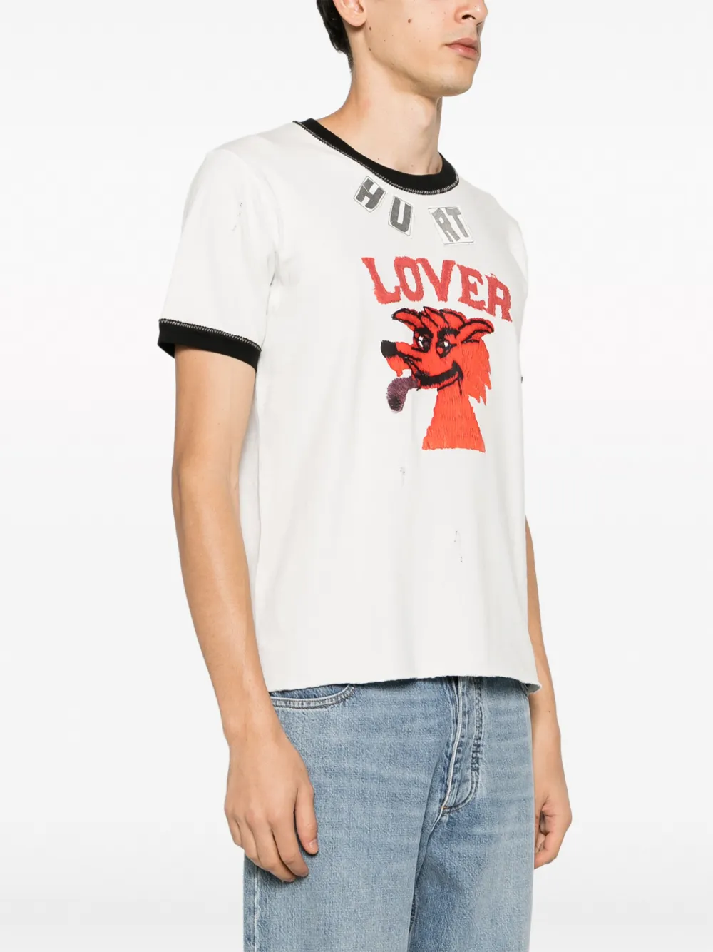 Shop Erl Hurt Lover Cotton T-shirt In White