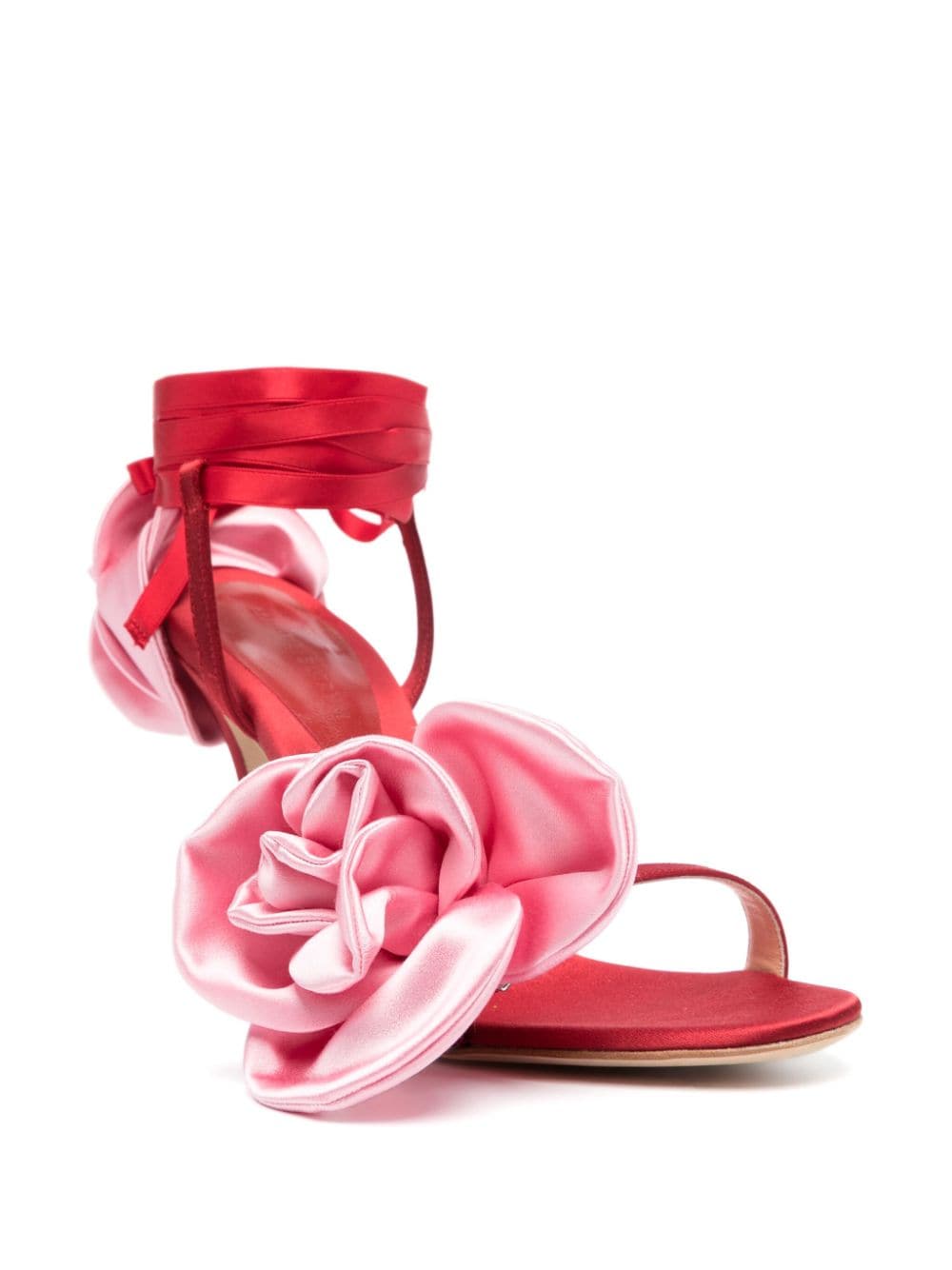 Magda Butrym 90mm faux-flower satin sandals - Rood