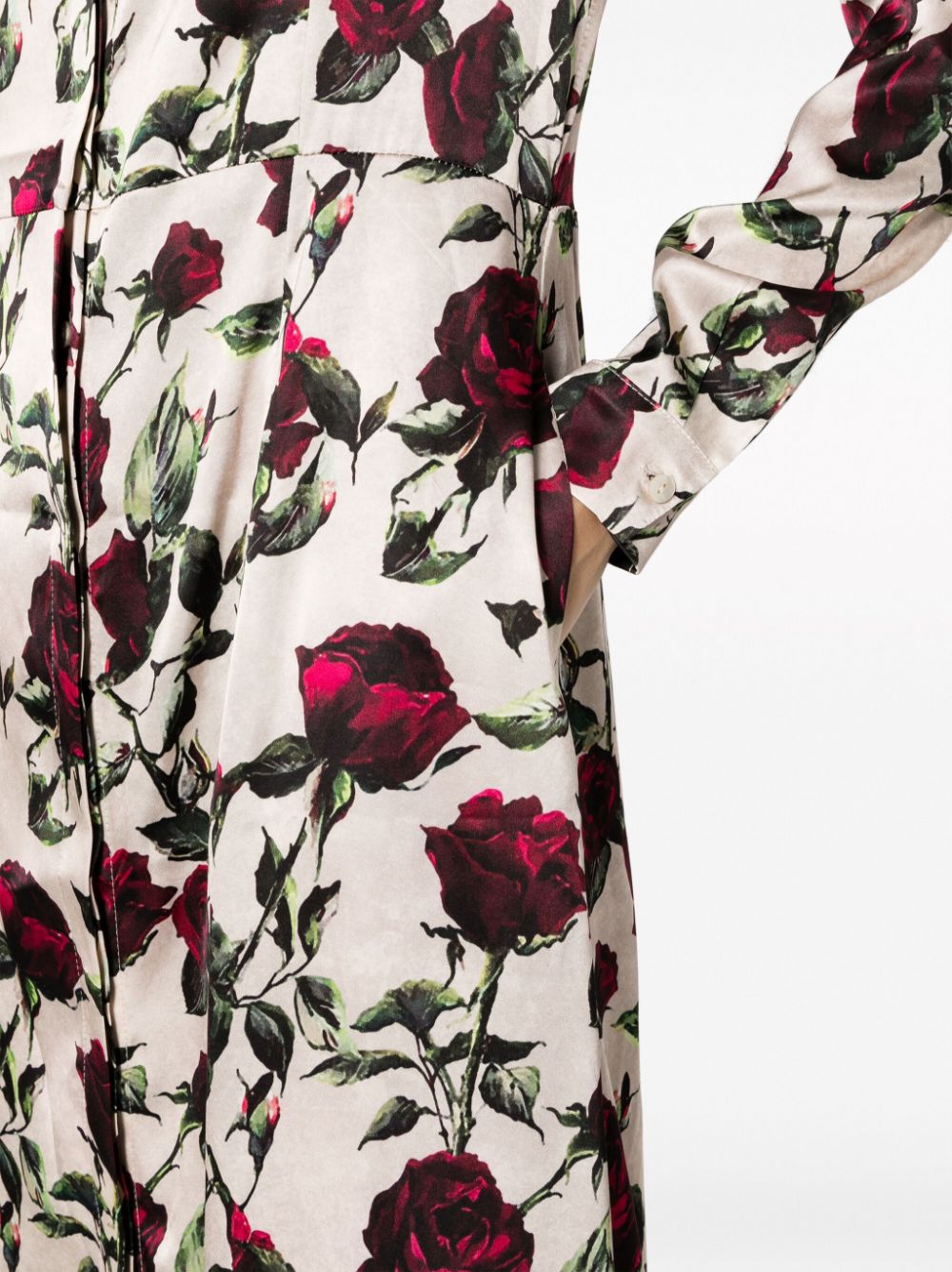 Shop 813 Rose-print Button-up Maxi Dress In Neutrals