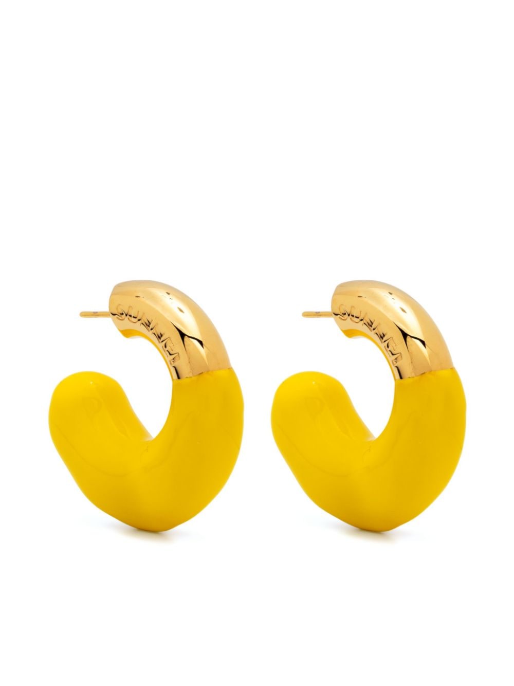logo-engraved small-hoop design earrings