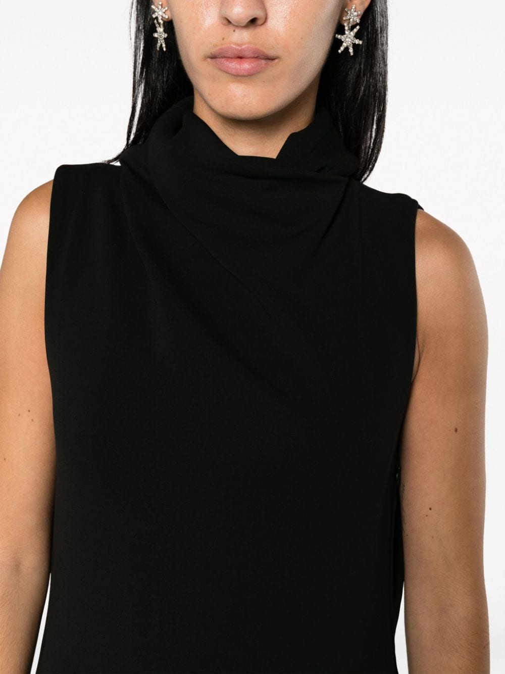 Shop Giorgio Armani Cowl-neck Sleeveless Maxi Dress In Black