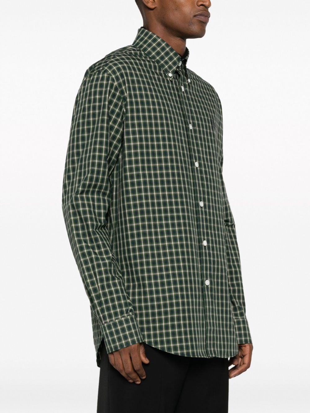 Shop Givenchy 4g Motif-embroidered Checked Shirt In Green