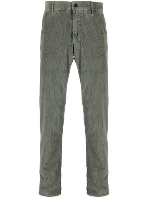 Incotex logo-embroidered corduroy tapered trousers 