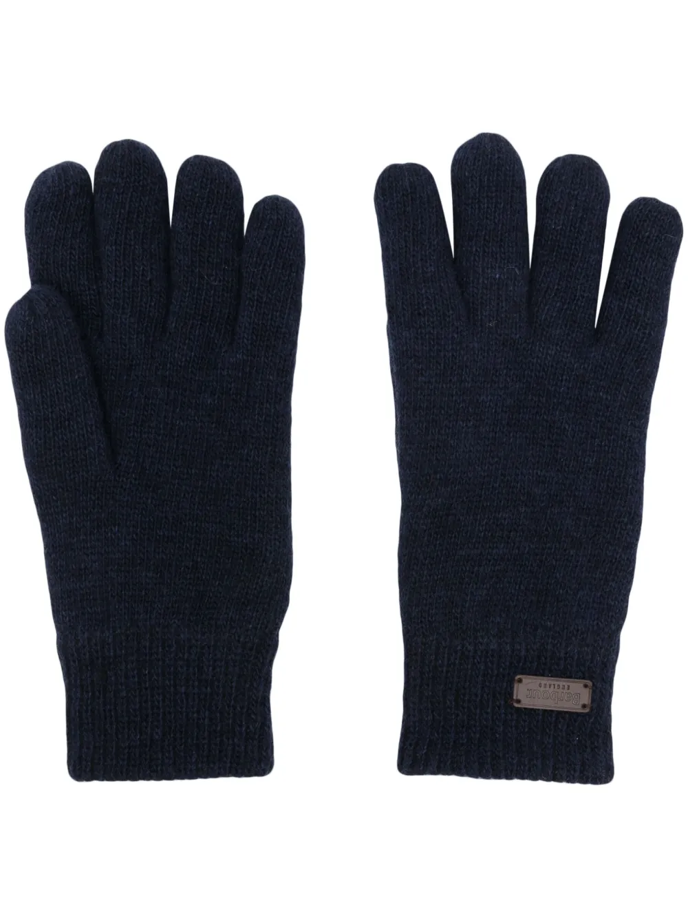 Barbour logo-patch ribbed gloves | Blue | Image 1