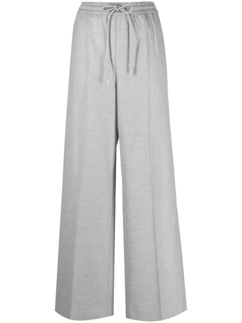 BOSS logo-plaque wide-leg mélange trousers