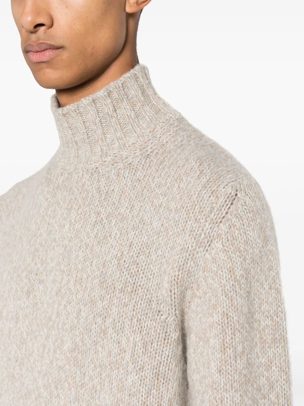 Fedeli Trui met hoge hals en contrasterende afwerking Beige