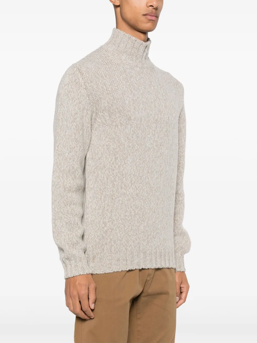 Fedeli Trui met hoge hals en contrasterende afwerking Beige