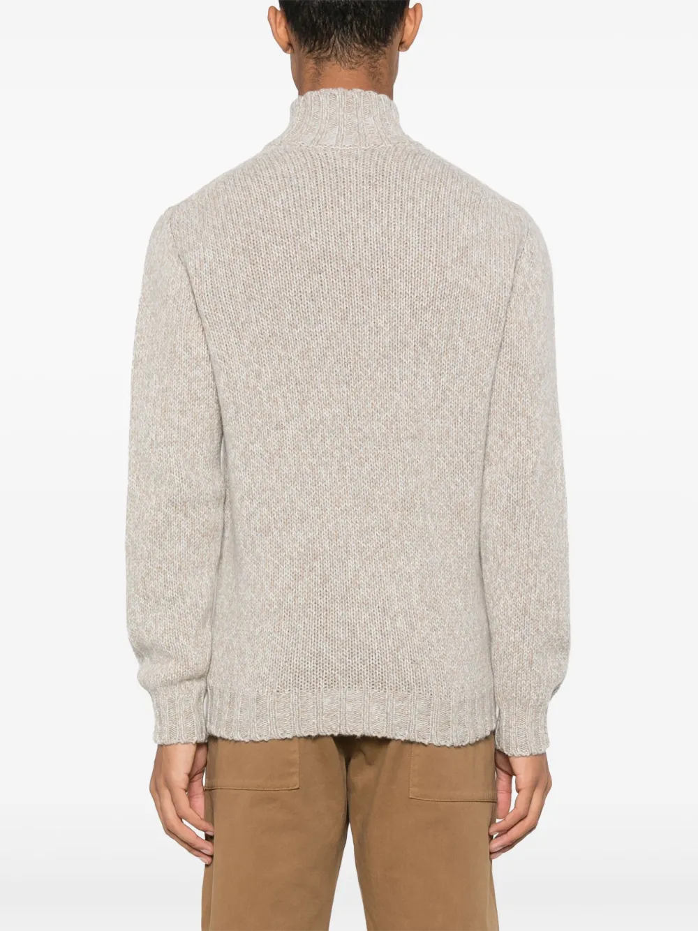 Fedeli Trui met hoge hals en contrasterende afwerking Beige