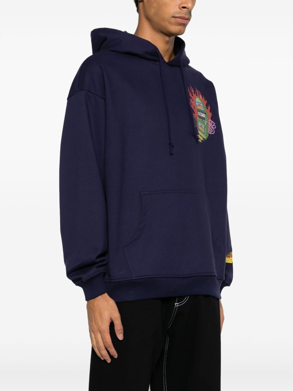 Shop Paccbet Graphic-print Cotton Hoodie In Blue