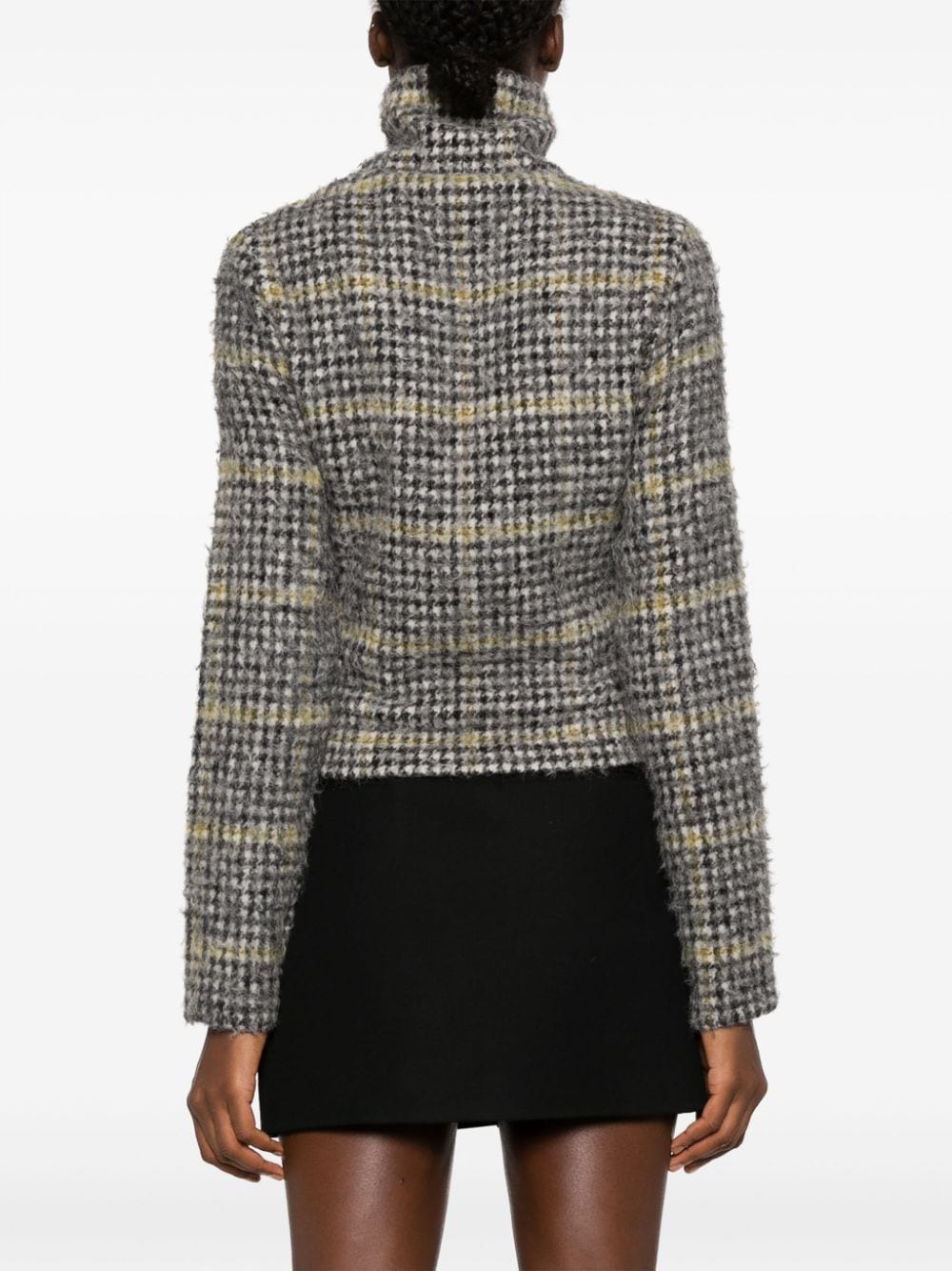 Shop Our Legacy Houndstooth-pattern Brushed-knit Jacket In Grey