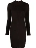Michael Michael Kors long-sleeved ribbed-knit minidress - Brown