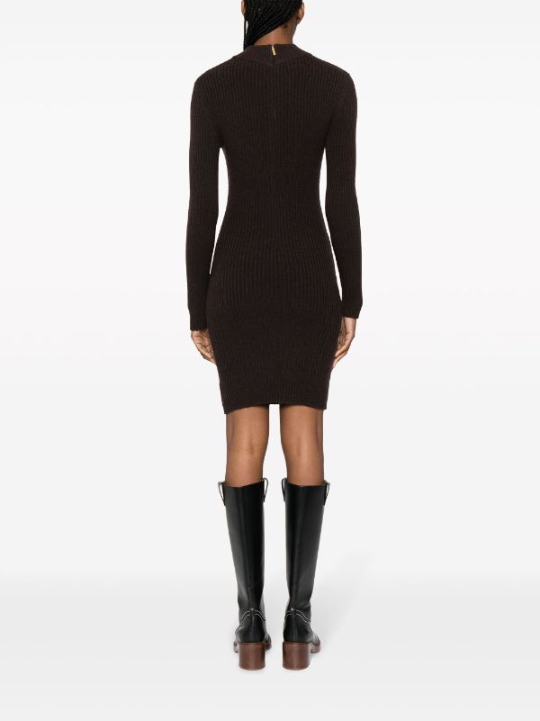 WOLFORD Ribbed merino wool-blend turtleneck mini dress