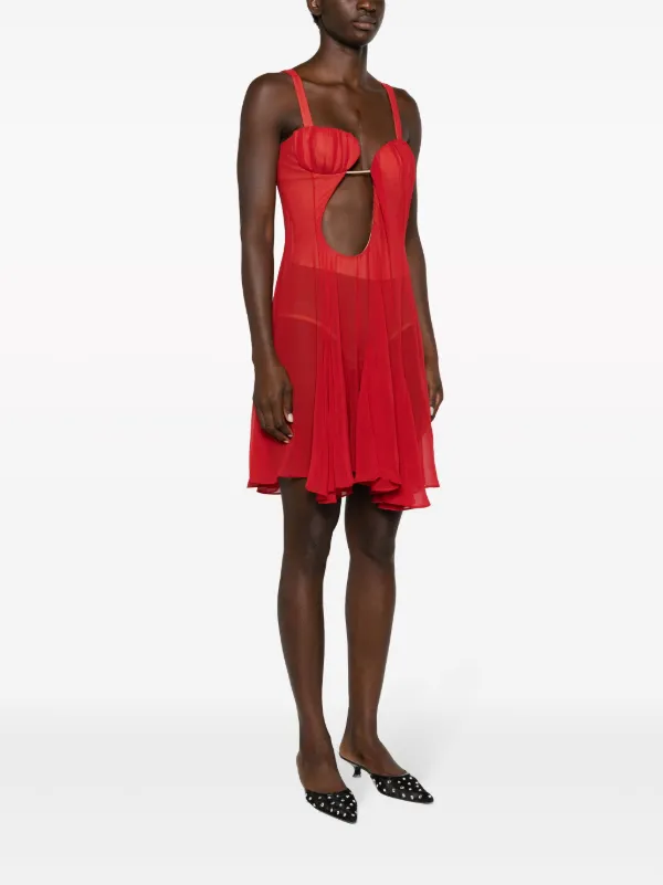 Nensi Dojaka cut-out Tulle Minidress | Red | FARFETCH